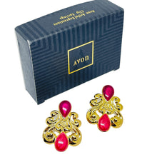 Load image into Gallery viewer, AVON signed vintage gold tone enamel 'ARTFUL EXPRESSIOS' designer clip earrings
