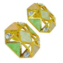 Load image into Gallery viewer, AVON signed vintage gold tone enamel rhinestone designer pierced earrings
