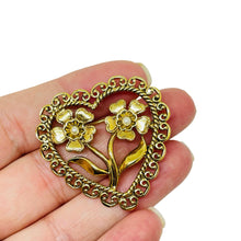 Load image into Gallery viewer, AVON signed vintage gold tone faux pearls heart designer brooch
