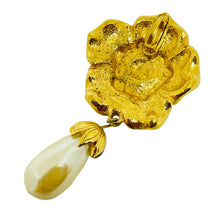 Load image into Gallery viewer, AVON signed vintage gold tone pearl flower designer pendant enhancer
