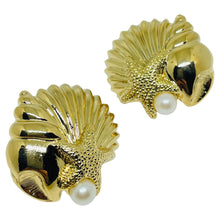 Load image into Gallery viewer, AVON signed vintage gold tone pearl treasures of the sea designer earrings
