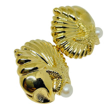 Load image into Gallery viewer, AVON signed vintage gold tone pearl treasures of the sea designer earrings
