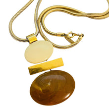 Load image into Gallery viewer, AVON signed vintage gold tone resin modernist geometric designer necklace
