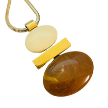Load image into Gallery viewer, AVON signed vintage gold tone resin modernist geometric designer necklace
