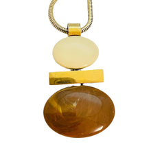 Load image into Gallery viewer, AVON signed vintage gold tone resin modernist geometric designer necklace
