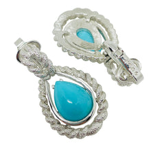 Load image into Gallery viewer, AVON signed vintage silver tone turquoise designer clip on earrings
