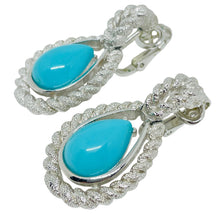 Load image into Gallery viewer, AVON signed vintage silver tone turquoise designer clip on earrings

