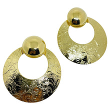 Load image into Gallery viewer, AVON vintage gold tone door knocker 'BROCADE CONVERTIBLE' designer earrings
