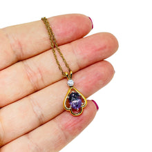 Load image into Gallery viewer, AVON vintage gold tone genuine amethyst designer chain necklace
