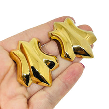 Load image into Gallery viewer, AVON vintage gold tone modernist 'POLISHED SHIELD' designer earrings
