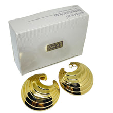 Load image into Gallery viewer, AVON vintage gold tone modernist 'SCULPTURED BUTTON' designer earrings
