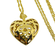 Load image into Gallery viewer, AVON vintage gold tone rhinestone 'OPEN PAVE HEART' designer chain necklace
