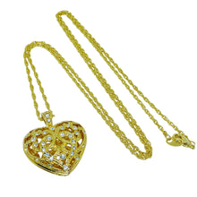 Load image into Gallery viewer, AVON vintage gold tone rhinestone 'OPEN PAVE HEART' designer chain necklace
