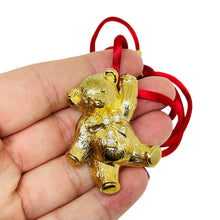 Load image into Gallery viewer, AVON vintage gold tone rhinestone 'PRECIOUS TEDDY designer brooch necklace
