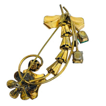 Load image into Gallery viewer, BARKLAY vintage 1/20 12k gold filled emerald glass flower designer brooch
