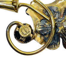 Load image into Gallery viewer, BARKLAY vintage 1/20 12k gold filled emerald glass flower designer brooch
