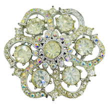 Load image into Gallery viewer, BENEDIKT NY signed vintage silver tone ab rhinestones designer brooch
