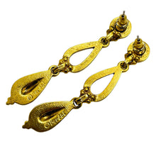 Load image into Gallery viewer, BEREBI signed gold red enamel designer dangle earrings
