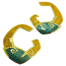 Load image into Gallery viewer, BEREBI signed gold tone enamel designer earrings
