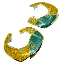 Load image into Gallery viewer, BEREBI signed gold tone enamel designer earrings
