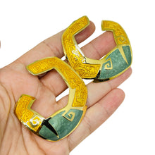 Load image into Gallery viewer, BEREBI signed gold tone enamel designer earrings
