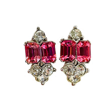 Load image into Gallery viewer, BOGOFF signed vintage silver tone ruby pink  rhinestone designer screw earrings
