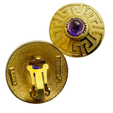 Load image into Gallery viewer, BOUCHER signed gold amethyst glass clip on earrings
