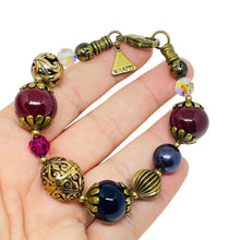 Load image into Gallery viewer, BULATTI signed vintage gold tone glass beads designer bracelet
