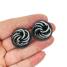 Load image into Gallery viewer, BULATTI signed vintage silver tone designer clip earrings
