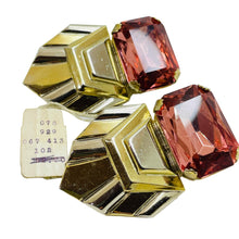 Load image into Gallery viewer, BUTLER &amp; WILSON vintage signed gold pink designer runway clip on earrings
