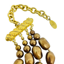 Load image into Gallery viewer, CAROLEE signed gold tone pearls choker designer necklace
