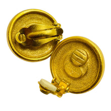 Load image into Gallery viewer, CAROLEE signed matte gold black cabochon designer clip on earrings
