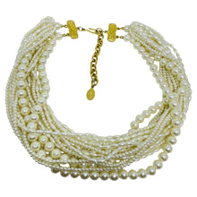 Load image into Gallery viewer, CAROLEE signed vintage gold tone faux pearl multi strand designer necklace
