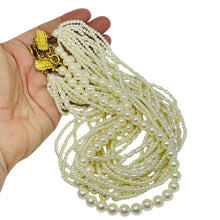 Load image into Gallery viewer, CAROLEE signed vintage gold tone faux pearl multi strand designer necklace
