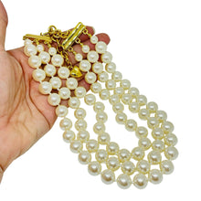Load image into Gallery viewer, CAROLEE signed vintage gold tone faux pearls multi strand designer necklace
