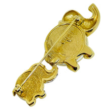 Load image into Gallery viewer, CAROLEE vintage elephant gold tone glass pearls rhinestones designer brooch
