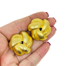 Load image into Gallery viewer, CAROLEE vintage gold tone faux pearls etruscan designer clip on earrings
