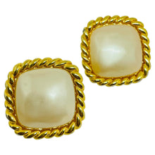 Load image into Gallery viewer, CAROLEE vintage signed gold tone faux pearl massive designer clip on earrings
