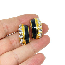 Load image into Gallery viewer, CHRISTIAN DIOR signed gold plated enamel crystal designer clip on earrings
