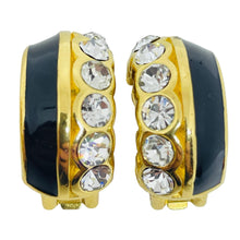 Load image into Gallery viewer, CHRISTIAN DIOR signed gold plated enamel crystal designer clip on earrings
