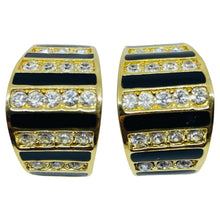 Load image into Gallery viewer, CHRISTIAN DIOR signed gold plated enamel crystal designer clip on earrings
