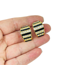 Load image into Gallery viewer, CHRISTIAN DIOR signed gold plated enamel crystal designer clip on earrings
