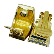 Load image into Gallery viewer, CHRISTIAN DIOR signed gold plated enamel crystal designer clip on earrings
