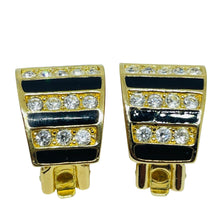 Load image into Gallery viewer, CHRISTIAN DIOR signed gold plated enamel crystal designer clip on earrings
