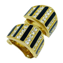 Load image into Gallery viewer, CHRISTIAN DIOR signed gold plated enamel crystal designer clip on earrings
