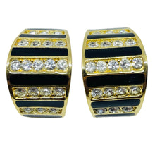 Load image into Gallery viewer, CHRISTIAN DIOR signed gold plated enamel crystal designer clip on earrings
