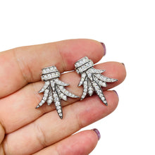 Load image into Gallery viewer, CHRISTIAN DIOR signed silver tone vintage crystals designer post earrings
