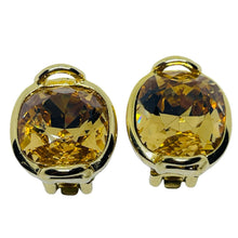 Load image into Gallery viewer, CHRISTIAN DIOR signed vintage gold plated amber crystal designer clip on earring
