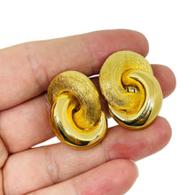 Load image into Gallery viewer, CHRISTIAN DIOR signed vintage gold plated massive designer clip on earrings
