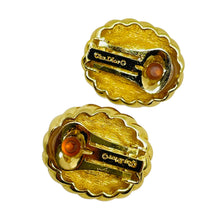Load image into Gallery viewer, CHRISTIAN DIOR signed vintage gold plated sapphire glass designer clip earrings
